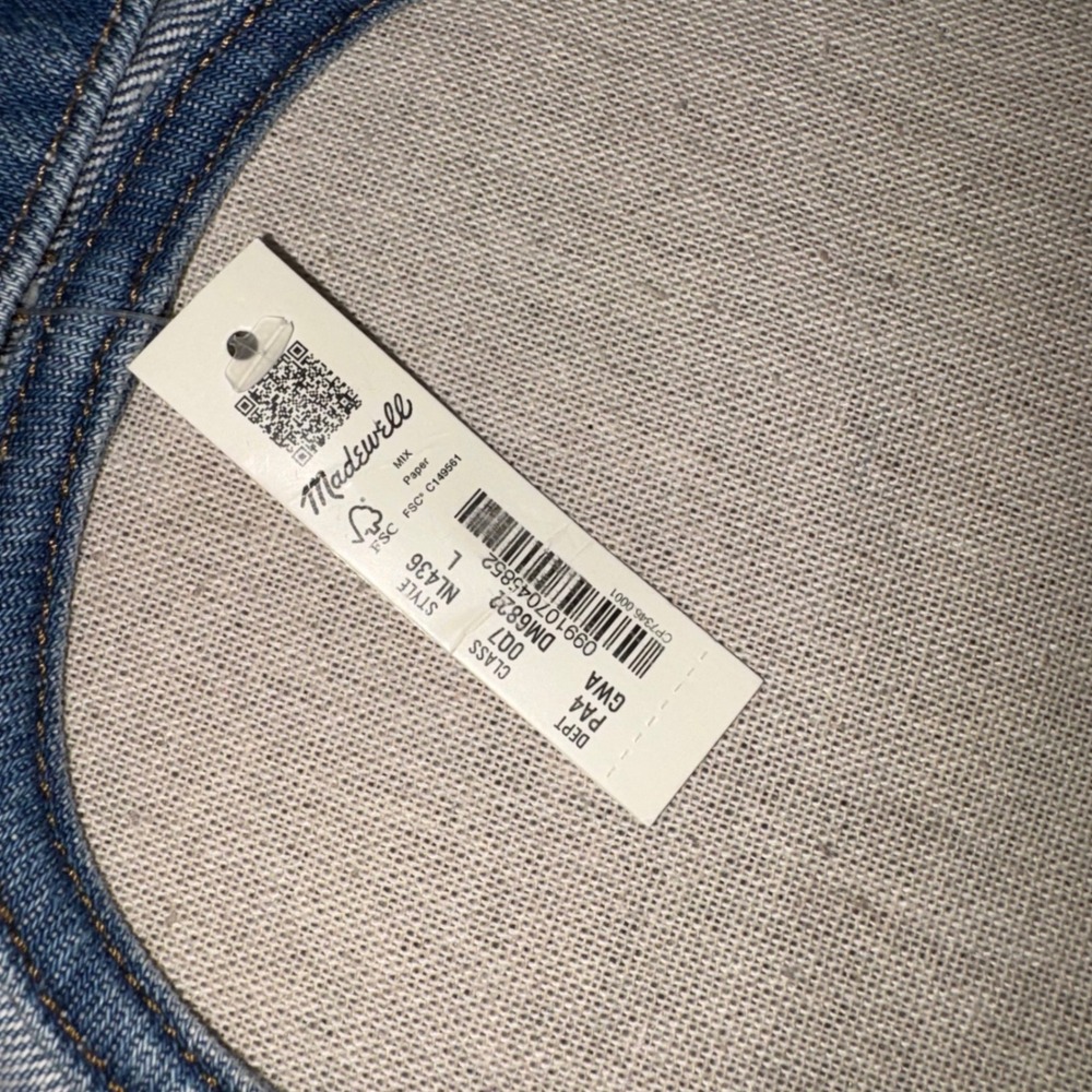 NWT Madewell Denim Pinafore Overall Dress Medium Wash Blue Womens Large Summer - Picture 2 of 6